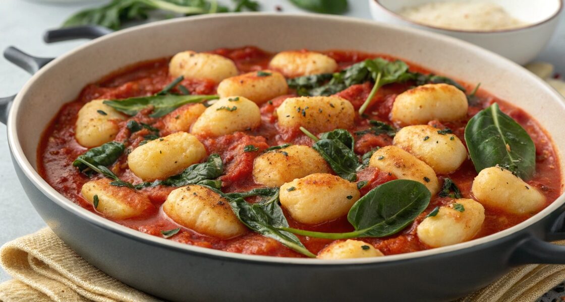 One Pot Gnocchi with Spinach and Tomato